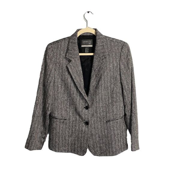 Lafayette 148‎ New York 100% Wool Tweed Button Front Blazer White Size Petite 10 - Picture 1 of 4